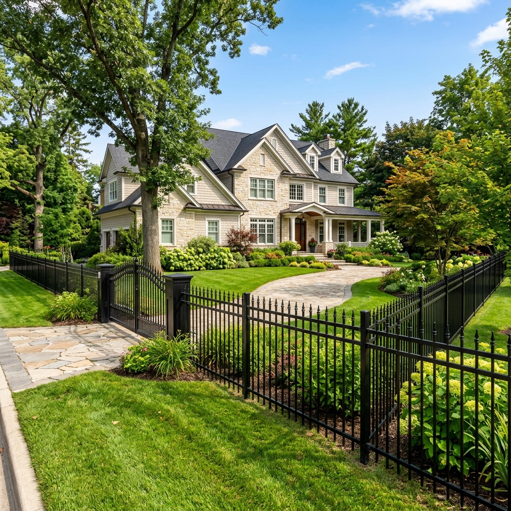 Commercial high-security chain link fencing protecting a facility