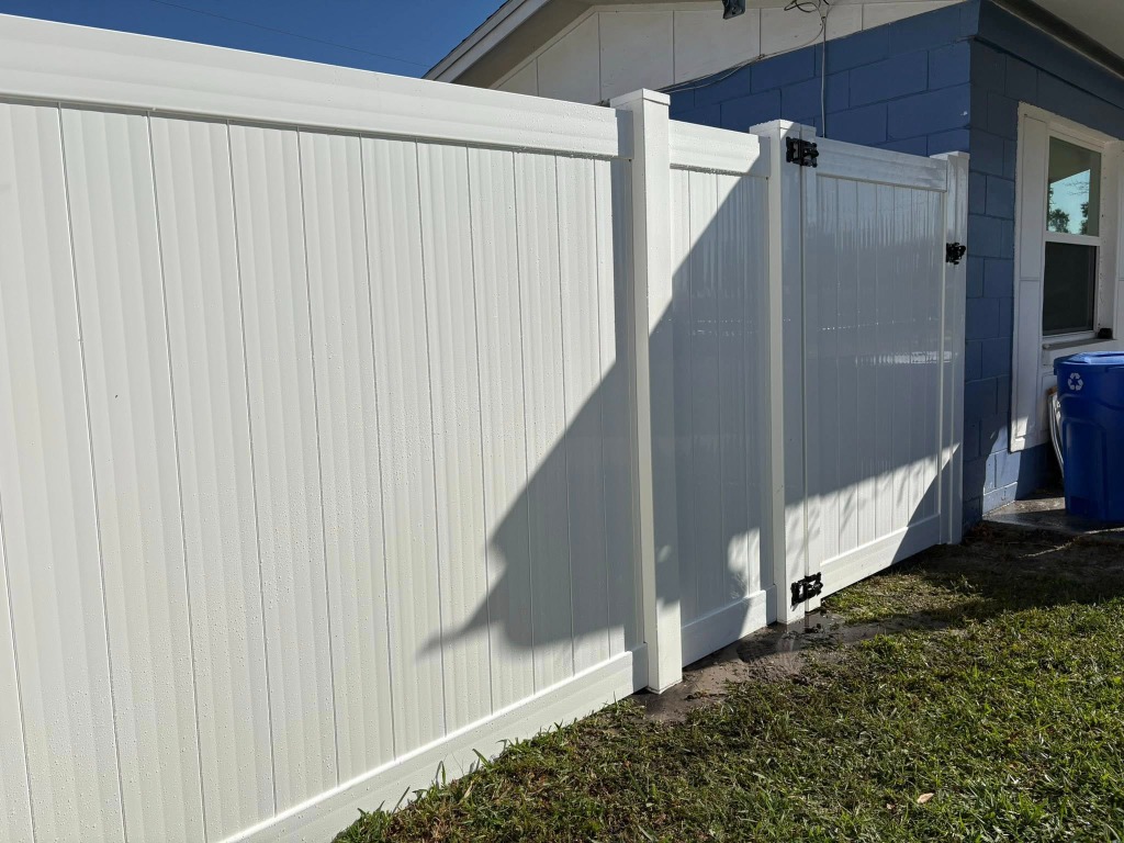 White Vinyl Privacy Fence Installation